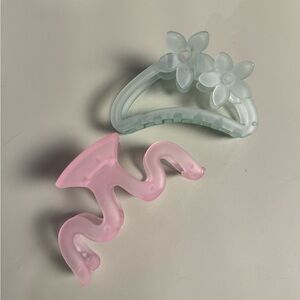 Pink and Green Hair Claw Clips